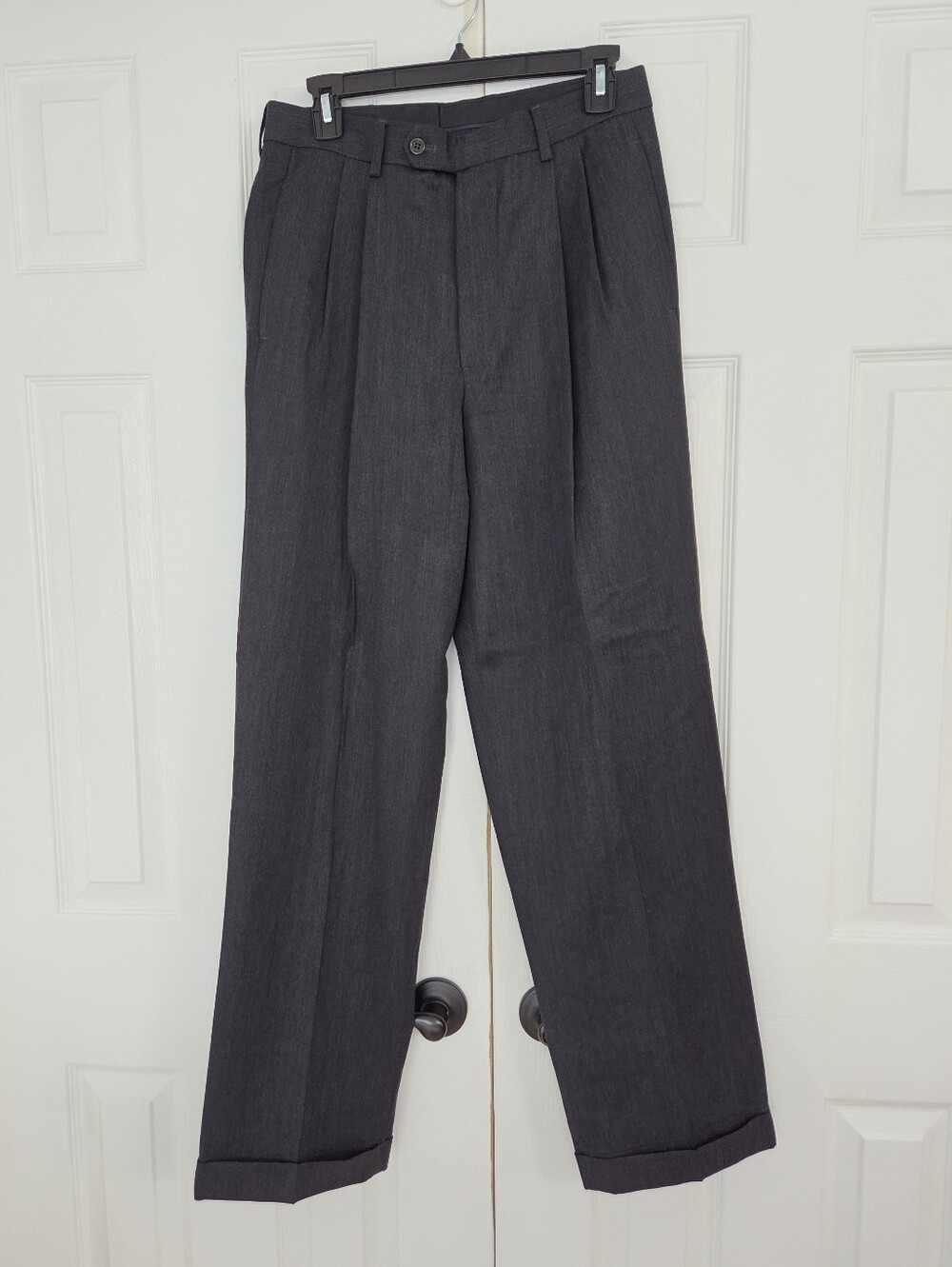 MEN'S BROOKS BROTHERS CHARCOAL GRAY WOOL DRESS PANTS 30X32 - Picture 2 of 7